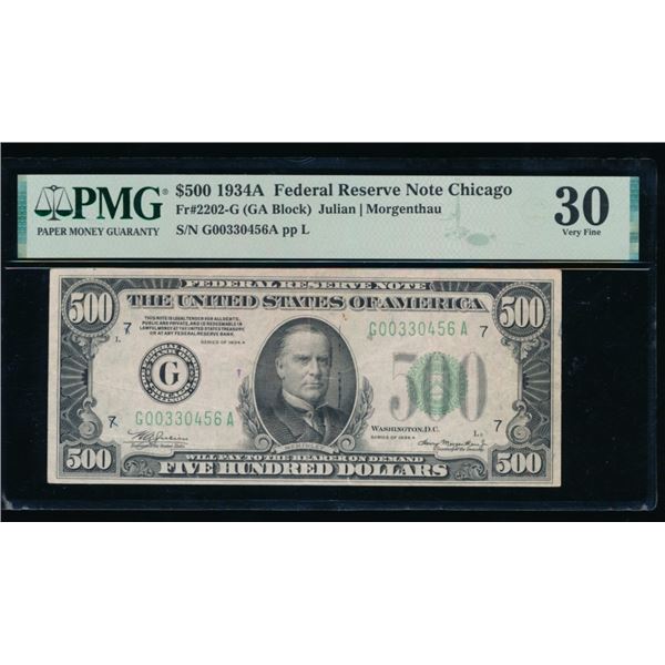 1934A $500 Chicago FRN PMG 30