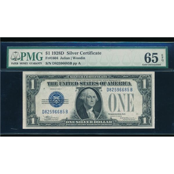 1928D $1 Silver Certificate PMG 65EPQ