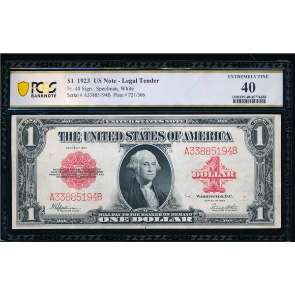 1923 $1 Legal Tender Note PCGS 40