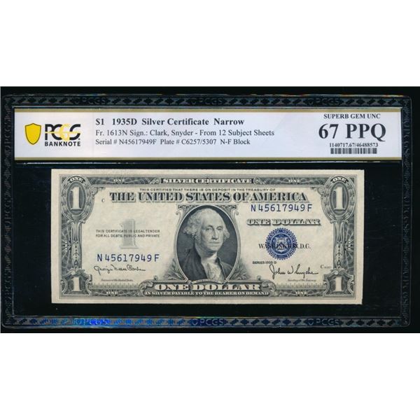 1935D $1 Silver Certificate PCGS 67PPQ