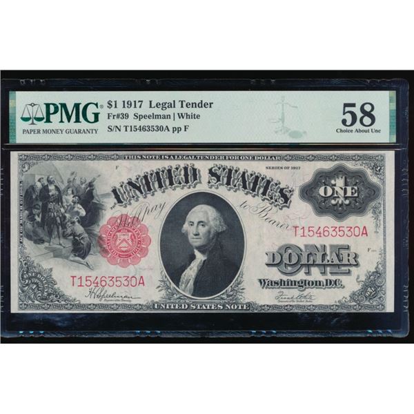 1917 $1 Legal Tender Note PMG 58