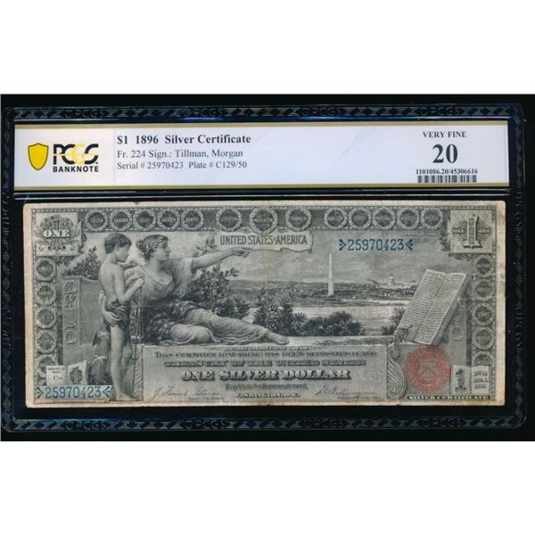 1896 $1 Educational Silver Certificate PCGS 20