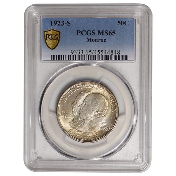 1923-S Monroe Commemorative Half Dollar PCGS MS65