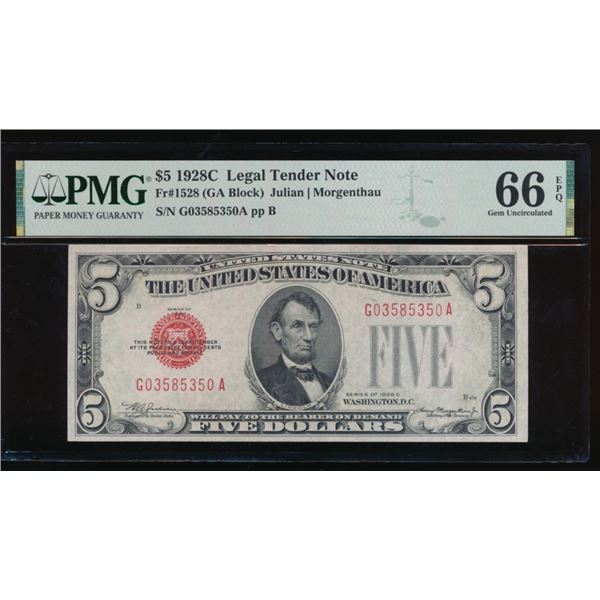 1928C $5 Legal Tender Note PMG 66EPQ