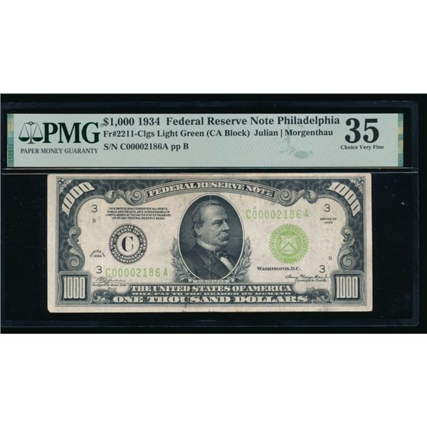 1934 $1000 Philadelphia FRN PMG 35
