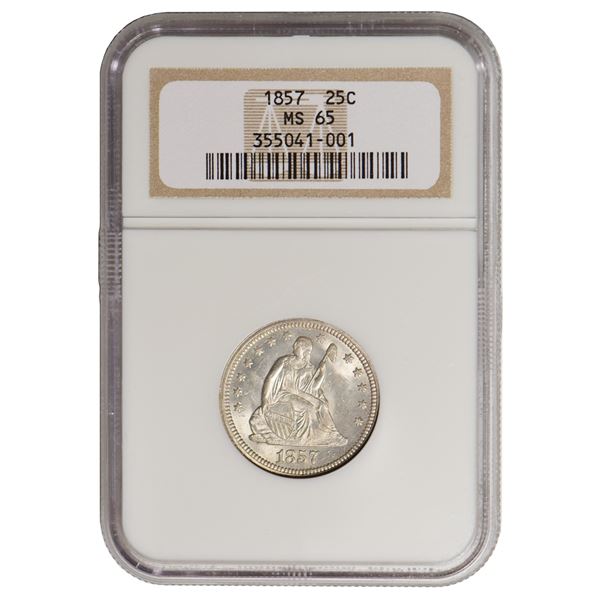 1857 Seated Liberty Quarter NGC MS65