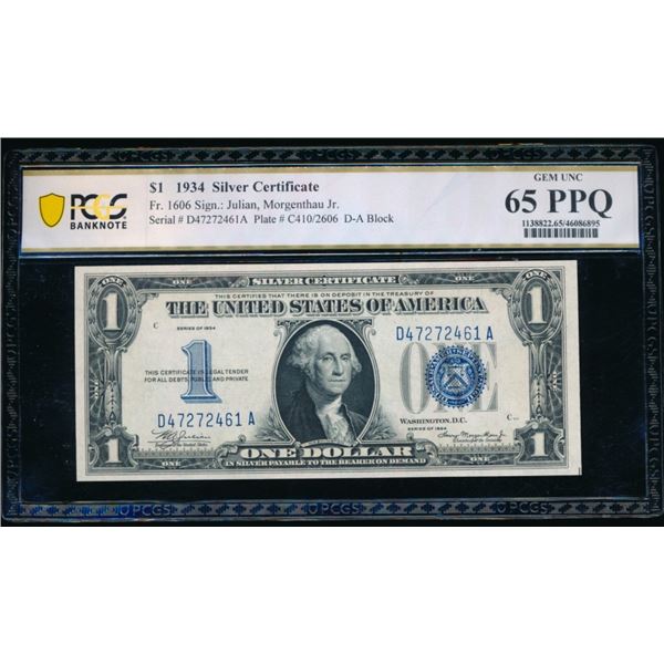 1934 $1 Silver Certificate PCGS 65PPQ