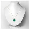 Image 2 : 14KT Yellow Gold 7.35ct Zambian Emerald and Diamond Pendant with Chain
