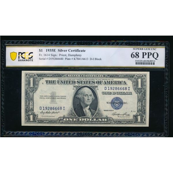 1935E $1 Silver Certificate PCGS 68PPQ