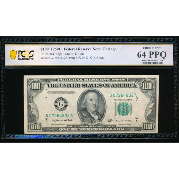 1950C $100 Chicago FRN PCGS 64PPQ