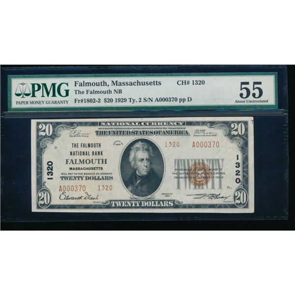 1929 $20 Falmouth MA National PMG 55