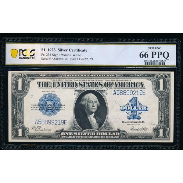 1923 $1 Silver Certificate PCGS 66PPQ