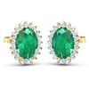 Image 3 : 14KT Yellow Gold 2.00ctw Emerald and Diamond Earrings