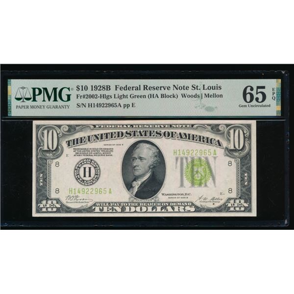 1928B $10 St Louis FRN PMG 65EPQ