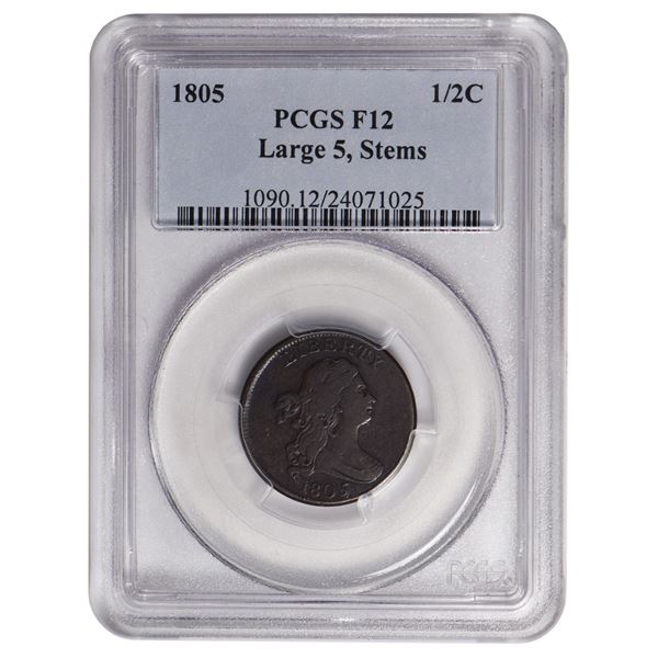 1805 Draped Bust Half Cent PCGS F12