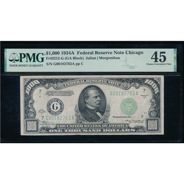 1934A $1000 Chicago FRN PMG 45