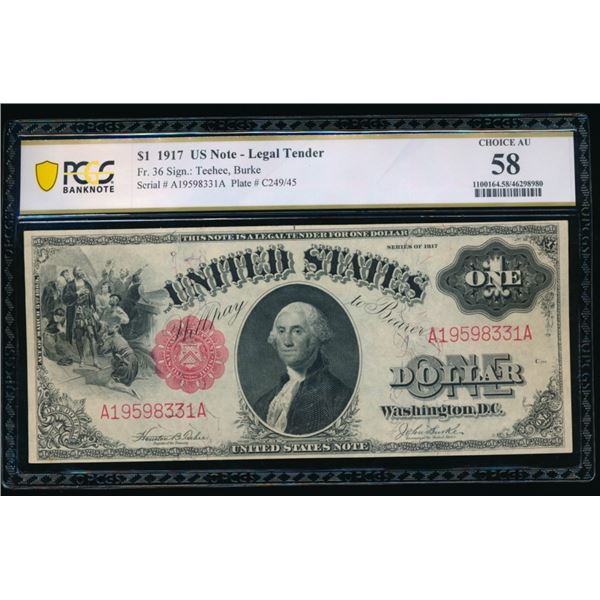 1917 $1 Legal Tender Note PCGS 58