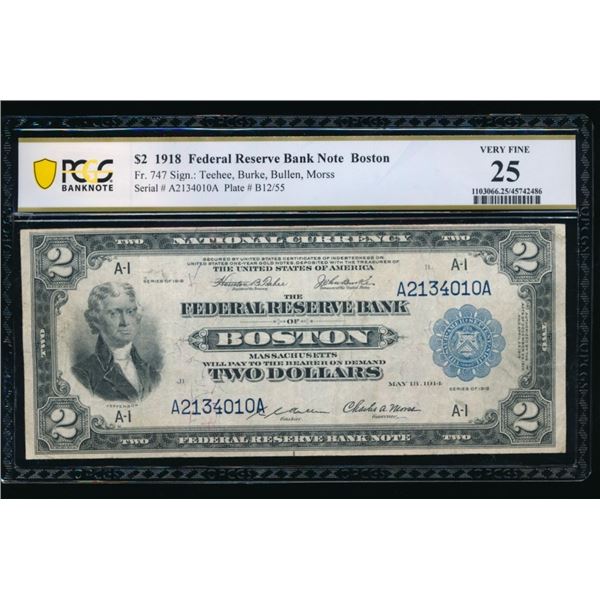 1918 $2 Boston FRBN PCGS 25