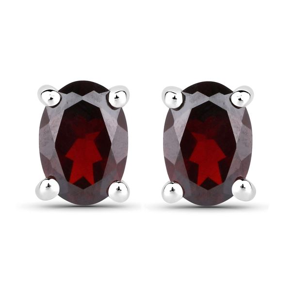 Plated 18KT White Gold 3.50ctw Garnet Earrings