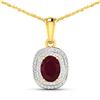 Image 1 : 14KT Yellow Gold 1.5ct Ruby and Diamond Pendant with Chain
