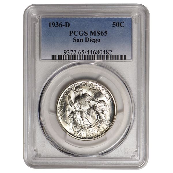 1936-D San Diego Commemorative Half Dollar PCGS MS65