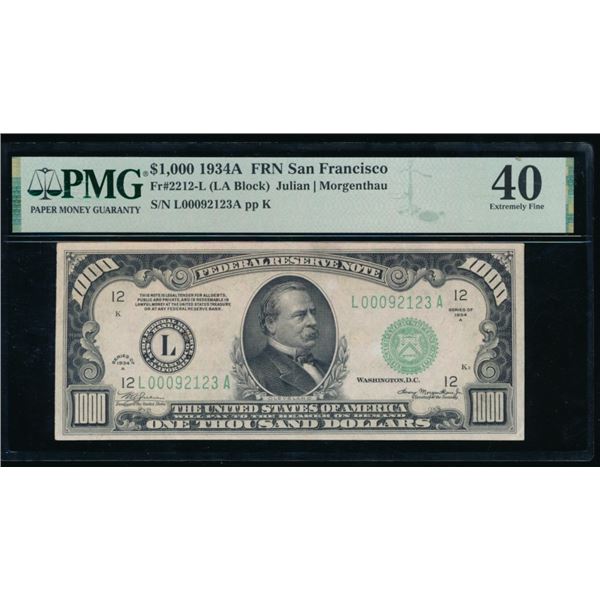 1934A $1000 San Francisco FRN PMG 40