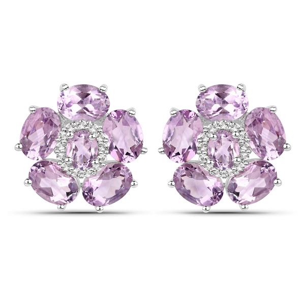 Plated 18KT White Gold 7.48ctw Pink Amethyst and Topaz Earrings