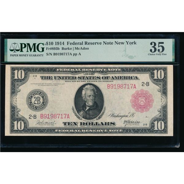 1914 $10 Red Seal New York FRN PMG 35