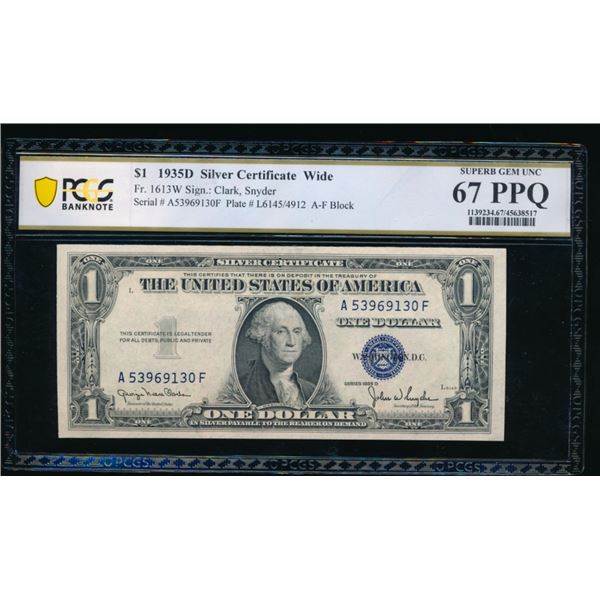 1935D $1 Silver Certificate PCGS 67PPQ