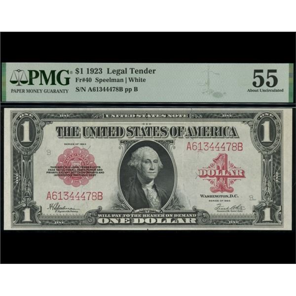 1923 $1 Legal Tender Note PMG 55
