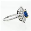 Image 6 : Vintage Platinum 3.43 ctw AGL Cushion Sapphire & Diamond Ballerina Cocktail Ring