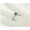 Image 8 : Vintage Platinum Etched Petite QUALITY .51 ctw Emerald Solitaire Ring Engagement