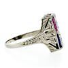 Image 6 : Antique Art Deco 18K Gold .24 ctw Diamond Sapphire Ruby Hand-Etched Dinner Ring