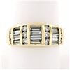 Image 1 : 14K Yellow Gold 1.88 ctw Channel Set Round & Baguette Cut Diamond Wide Band Ring