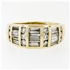 Image 4 : 14K Yellow Gold 1.88 ctw Channel Set Round & Baguette Cut Diamond Wide Band Ring