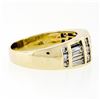 Image 6 : 14K Yellow Gold 1.88 ctw Channel Set Round & Baguette Cut Diamond Wide Band Ring