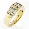 Image 8 : 14K Yellow Gold 1.88 ctw Channel Set Round & Baguette Cut Diamond Wide Band Ring