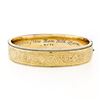 Image 2 : Antique 10K Gold Filled Hand Etched Detailed Textured Hinge Open Bangle Bracelet