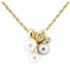 Image 2 : 0.08 ctw Diamond and Pearl Pendant with Chain - 18KT Yellow Gold