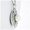 Image 3 : Vintage Platinum 1.70 ctw Old Transitional Baguette Diamond Pearl Pendant Neckla