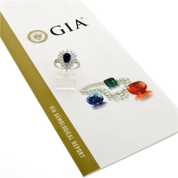 Vintage Platinum 2.69 ctw GIA NO HEAT Sapphire & Diamond Ballerina Cocktail Ring