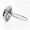 Image 7 : Vintage Platinum 2.69 ctw GIA NO HEAT Sapphire & Diamond Ballerina Cocktail Ring
