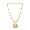 Image 1 : Chanel Gold Metal Vintage CC Round Pendant Necklace