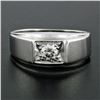 Image 2 : Vintage Men's 14k White Gold 0.38 ctw VVS2 G Round Bead Set Diamond Solitaire Ri