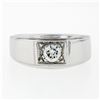 Image 4 : Vintage Men's 14k White Gold 0.38 ctw VVS2 G Round Bead Set Diamond Solitaire Ri