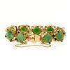 Image 3 : Vintage 14k Yellow Gold Cushion Cabochon Jade & 2.20 ctw Sapphire Chain Bracelet