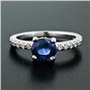 Image 3 : NEW 14K White Gold 1.30 ctw GIA Oval Sapphire Solitaire & Diamond Engagement Rin