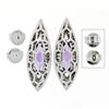 Image 4 : Custom 18k White Gold 3.50 ctw Marquise Amethyst & Diamond Large Stud Earring