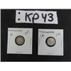 Image 1 : 1919 + 1941 Newfoundland 5 cent Coins