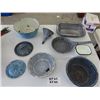 Image 1 : Assorted Enamel Ware; Pan, Bowls, Lids, Funnel- Granite Ware